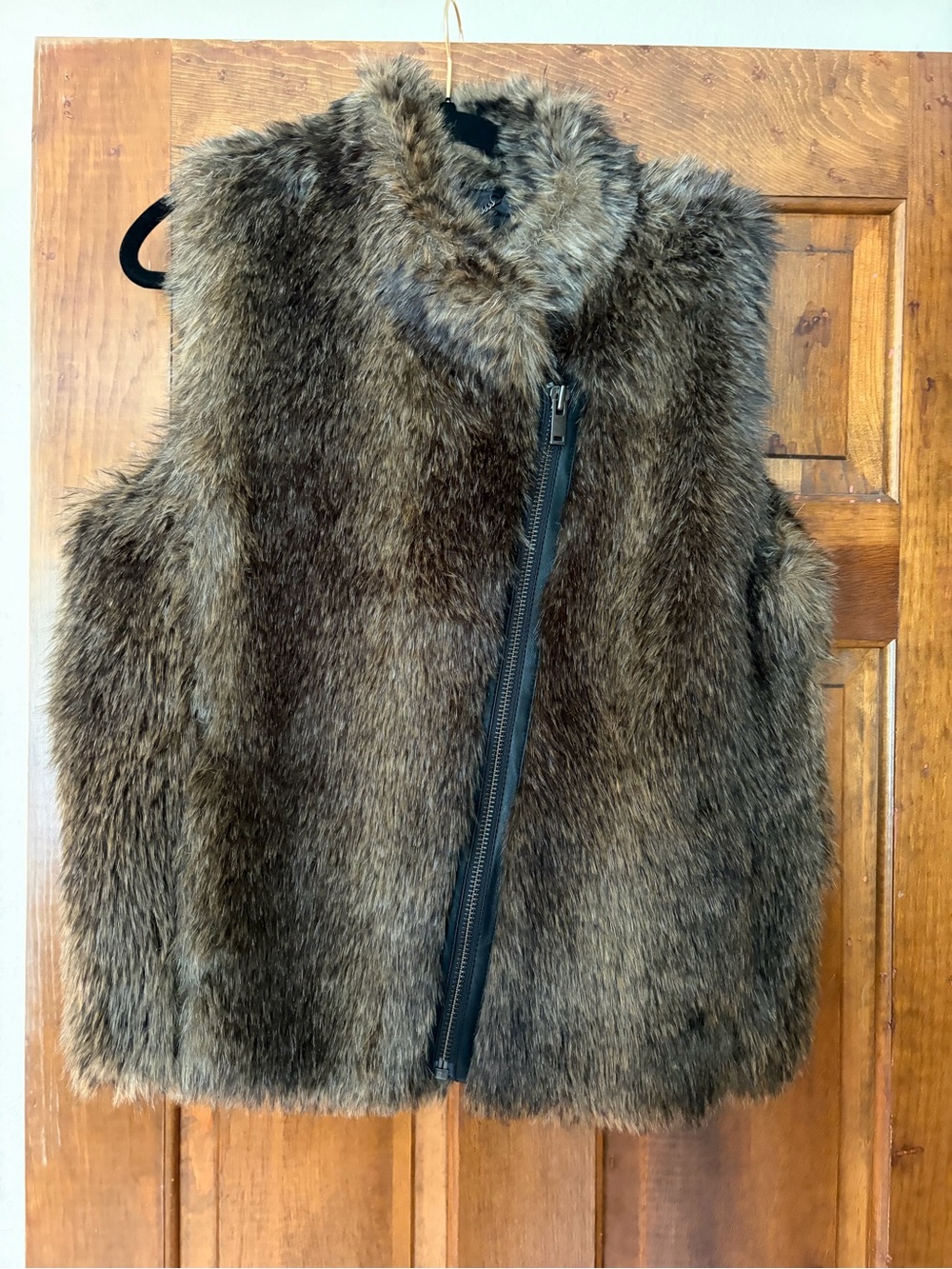 Womens Brown Faux-Fur Vest Jacket - Soft Cozy Layer